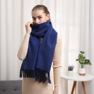 Navy Blue Reversible Cashmere Scarf