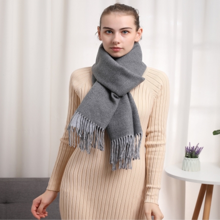 Grey Cashmere Reversible Scarf