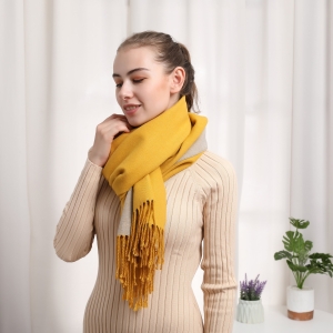 Yellow Cashmere Scarf Reversible