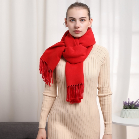 Recto-Verso red cashmere scarf