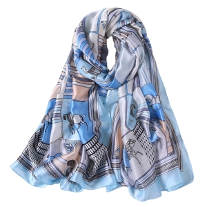 Blue Horse Silk Stole