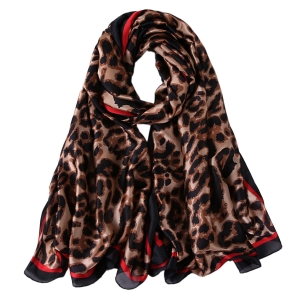 Silk Stole Brown Leopard Tag